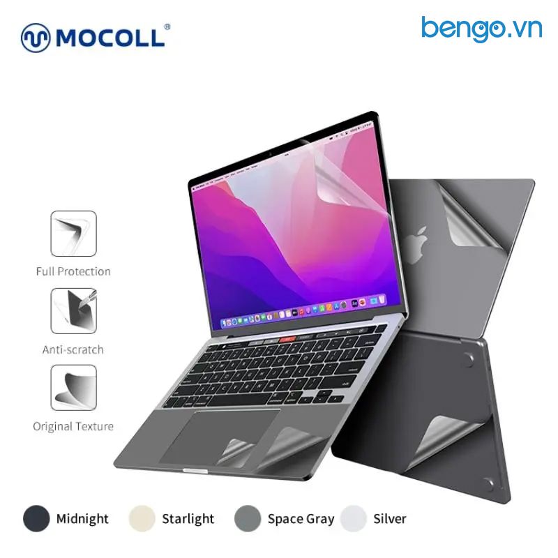 Bộ Dán Full MacBook Air M2 MOCOLL 5 In 1 Diamond Series