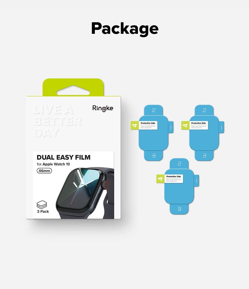 Bộ 3 miếng dán màn hình Apple Watch 10 RINGKE Dual Easy Film