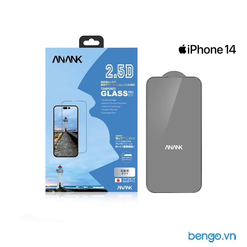 Cường Lực IPhone 14/14 Plus/14 Pro/14 Pro Max ANANK Full (Có Viền)