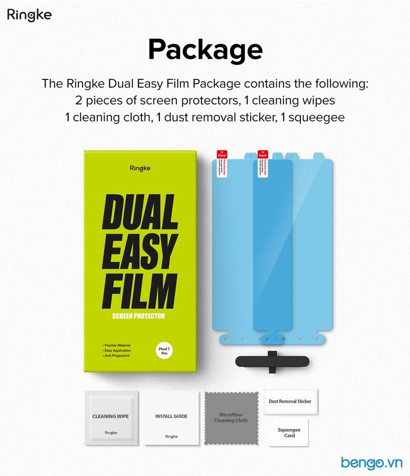 Dán Full Màn Hình Google Pixel 7 Pro RINGKE Dual Easy Film (Hộp 2 Miếng)