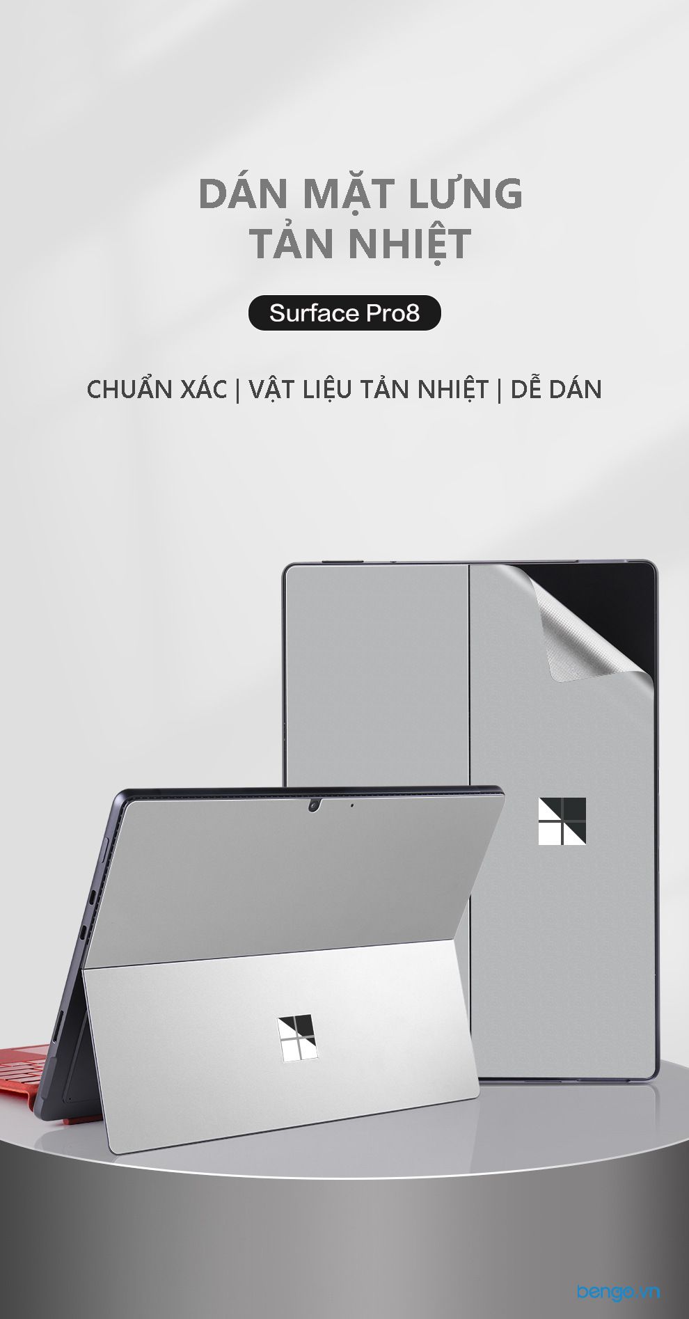 Dán Mặt Lưng Microsoft Surface Pro 8/Pro 9 Aluminum Tản Nhiệt JRC