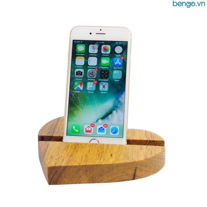 Đế dựng điện thoại, máy tính bảng hình trái tim bằng gỗ