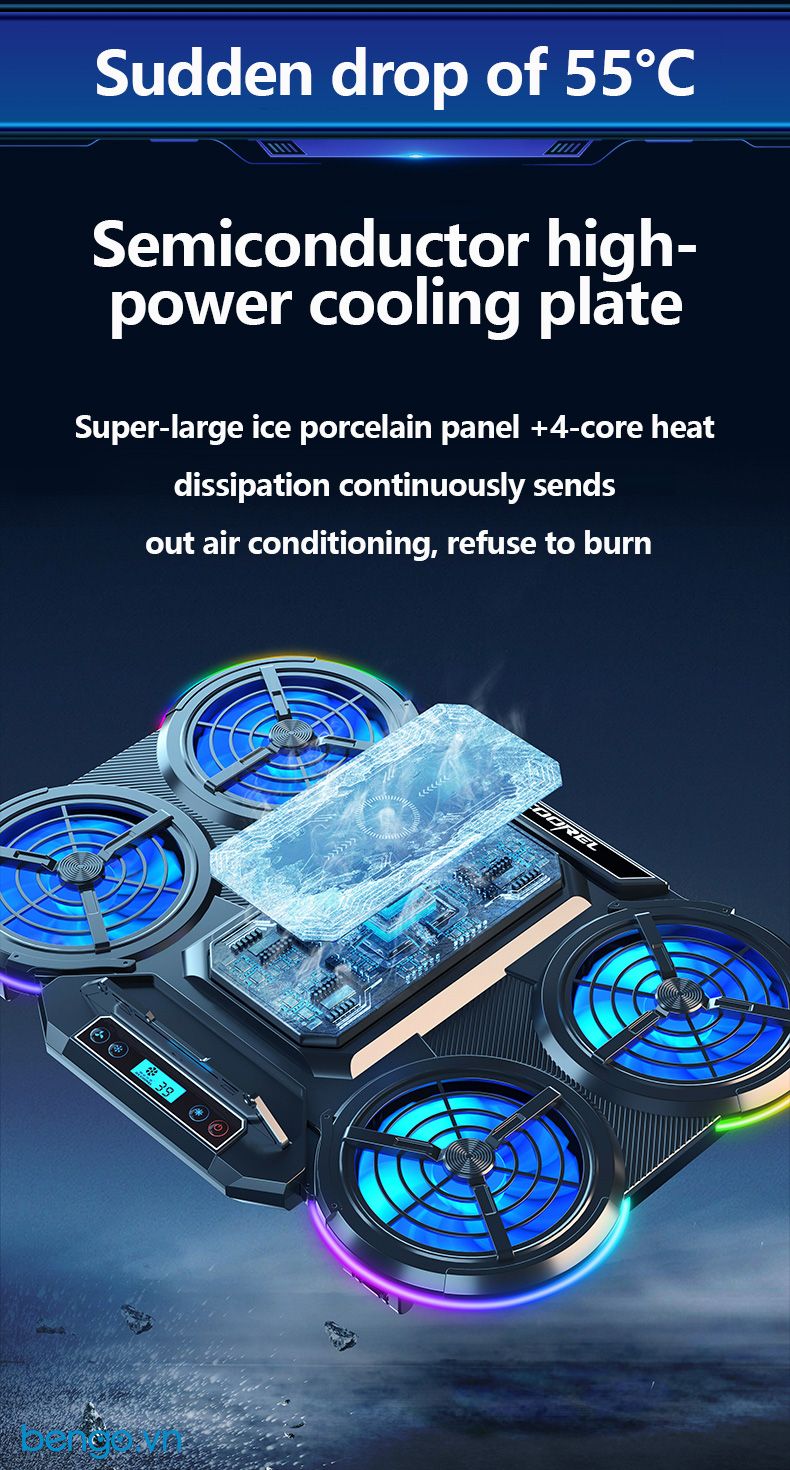 Giá đỡ tản nhiệt laptop ICE Coorel Q5 5 quạt có đế làm lạnh