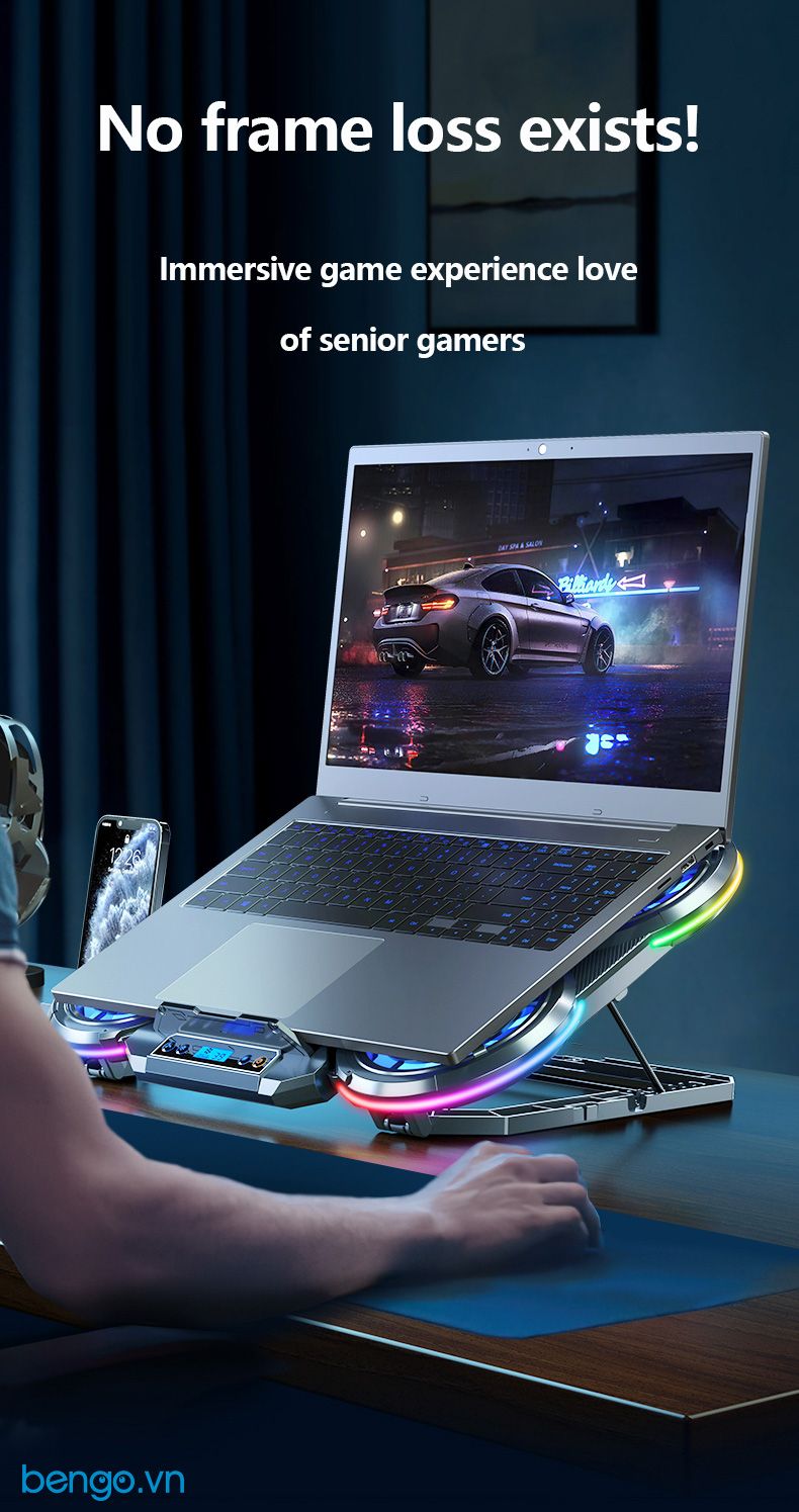 Giá đỡ tản nhiệt laptop ICE Coorel Q5 5 quạt có đế làm lạnh