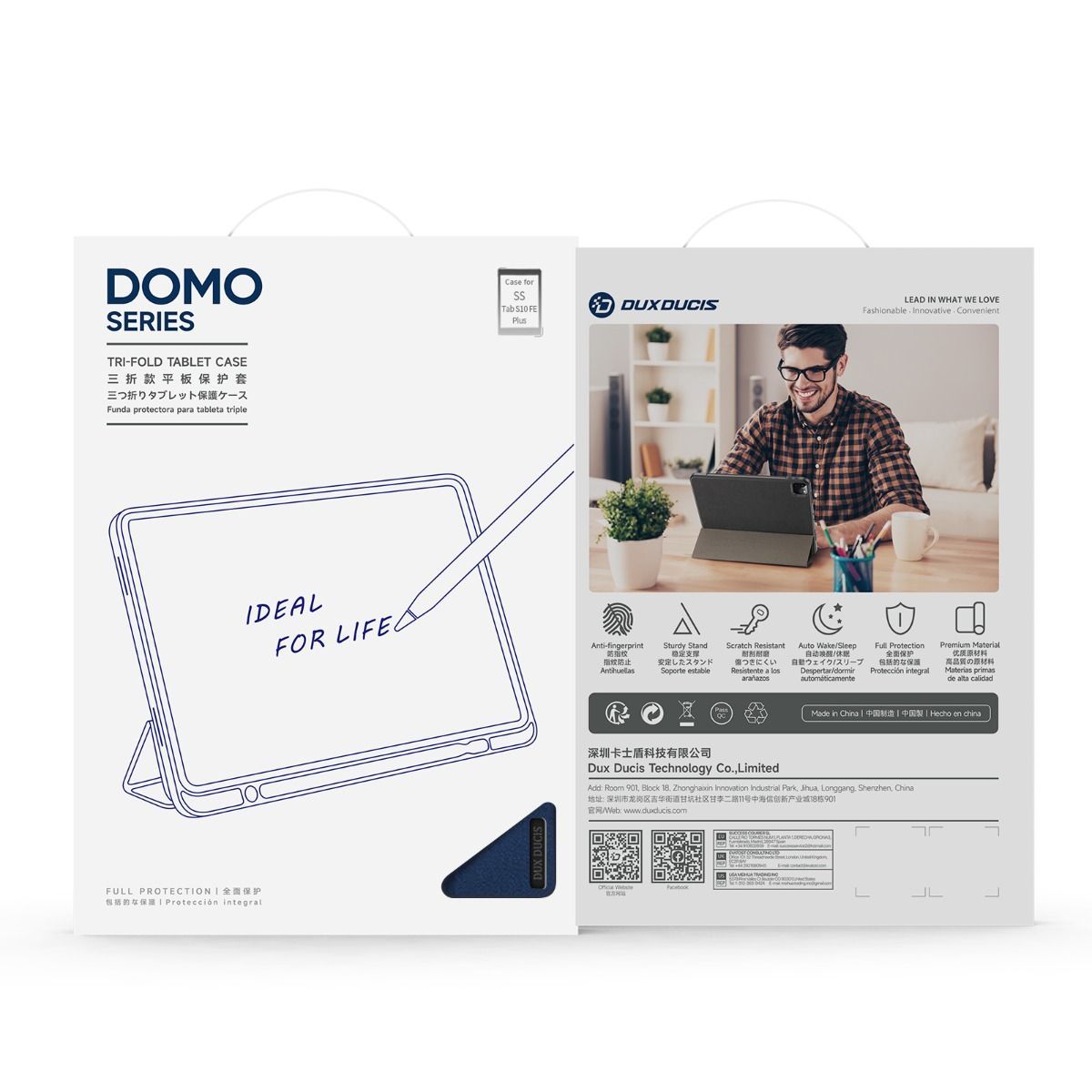 Bao da Samsung Galaxy Tab S10 FE Plus Duxducis Domo Series có ngăn đựng bút