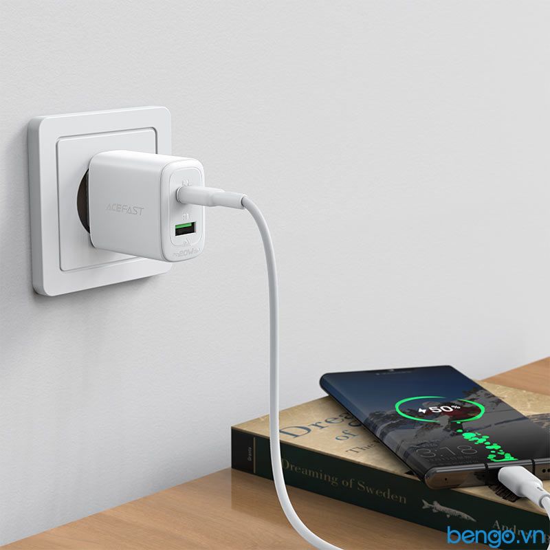 Sạc Nhanh ACEFAST A25 PD3.0 20W 2 Cổng USB-C+USB-A (EU) - Bảo Hành 24 Tháng