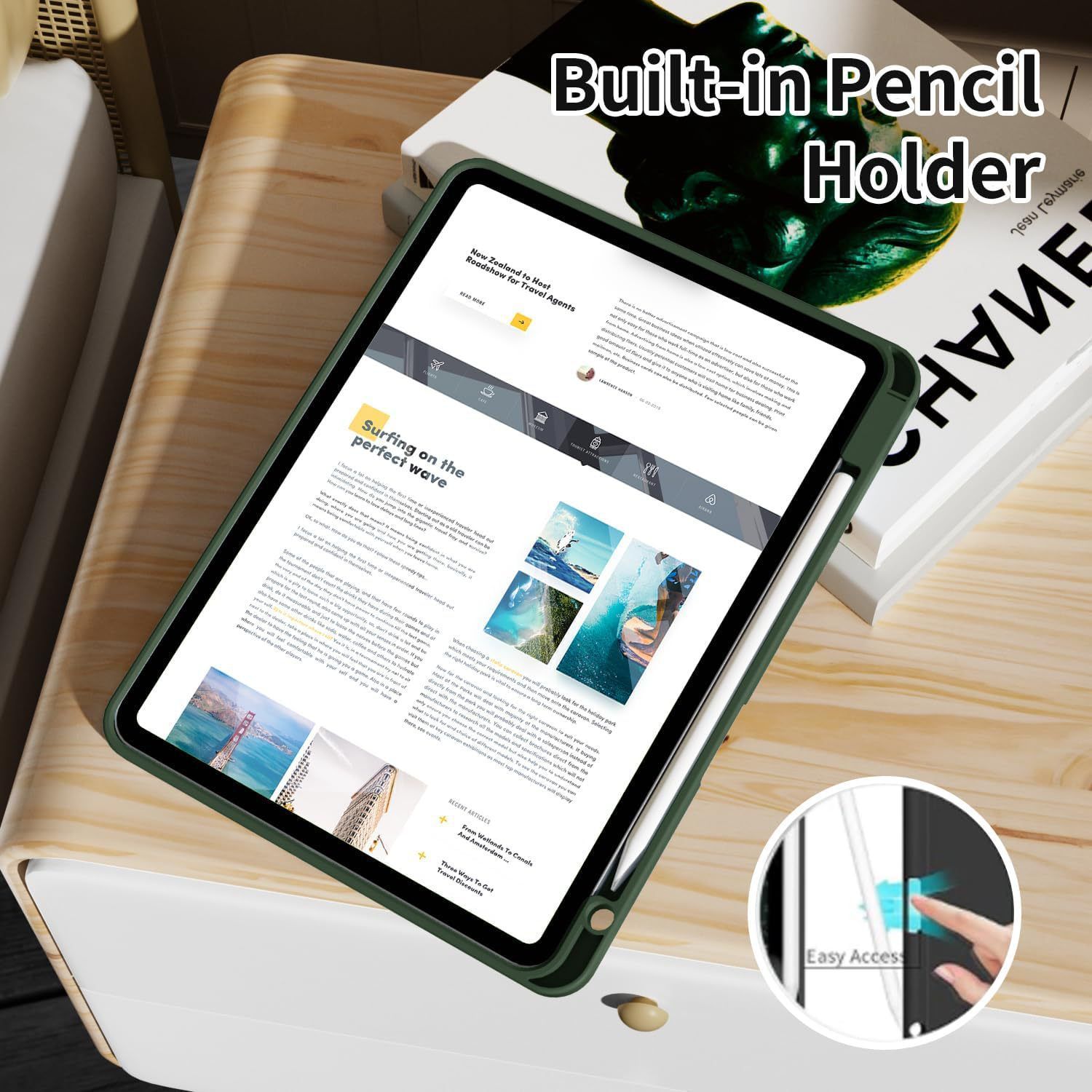 Bao da iPad Air 11” M3/M2 Zaki Basic Cover có ngăn đựng bút