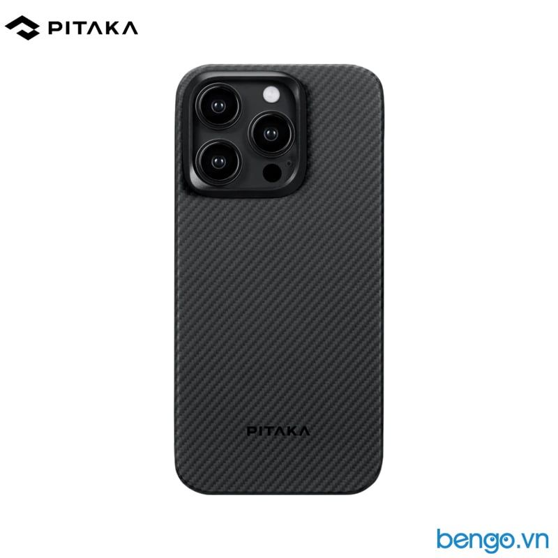 Ốp lưng chống sốc Pitaka MagEZ Case Pro 4 cho iPhone 15 Pro Max - BLACK/GREY TWILL