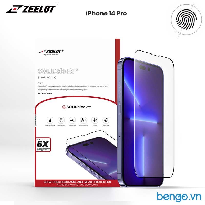 Dán Cường Lực Chống Vân Tay IPhone 14 Pro SOLIDSLEEK ZEELOT