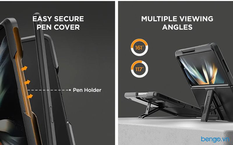Ốp Lưng Samsung Galaxy Z Fold 4 5G VRS Design Quick Stand Modern Pro - Đen