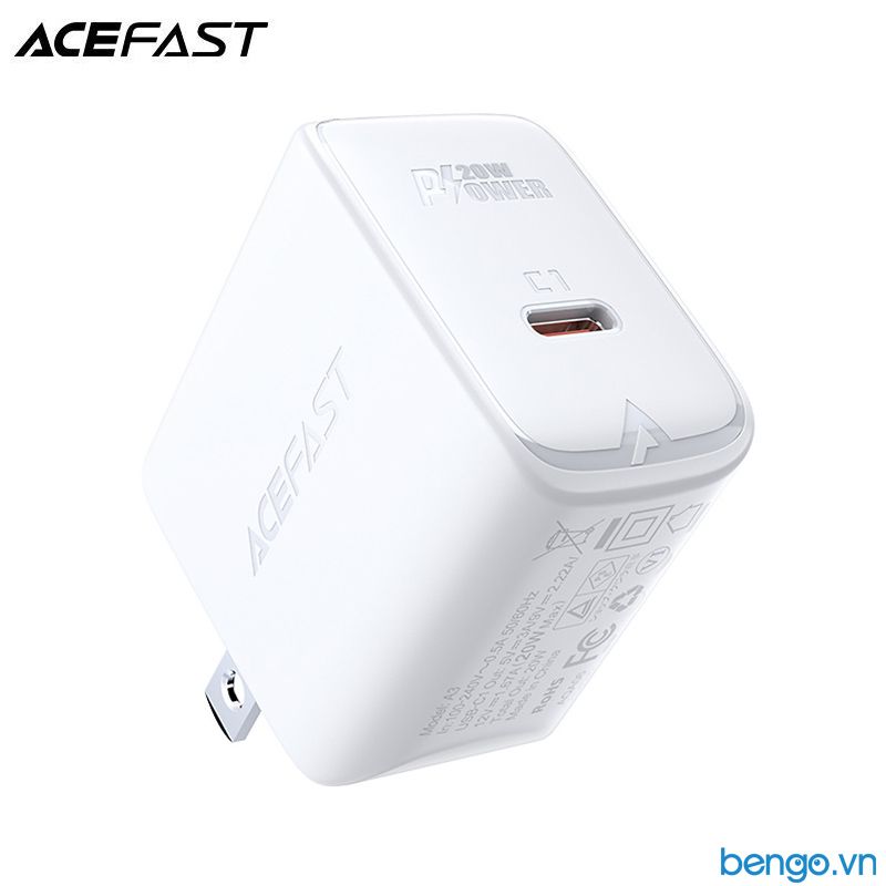 Sạc Nhanh ACEFAST A3 PD3.0 20W 1 Cổng USB-C (US) - Bảo Hành 24 Tháng