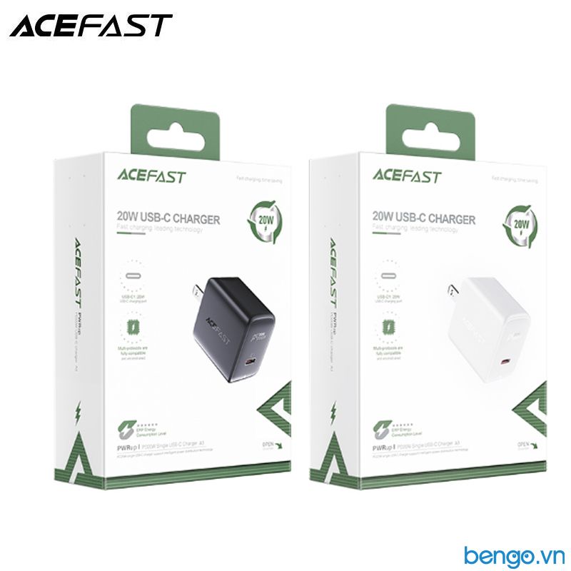 Sạc Nhanh ACEFAST A3 PD3.0 20W 1 Cổng USB-C (US) - Bảo Hành 24 Tháng