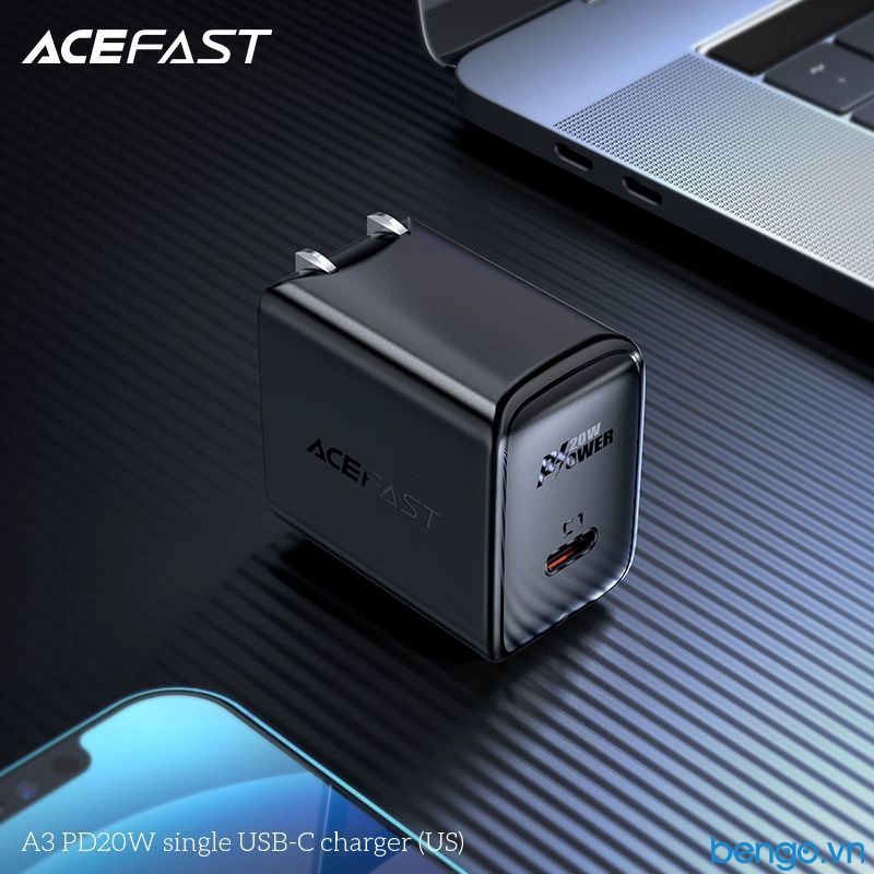 Sạc Nhanh ACEFAST A3 PD3.0 20W 1 Cổng USB-C (US) - Bảo Hành 24 Tháng