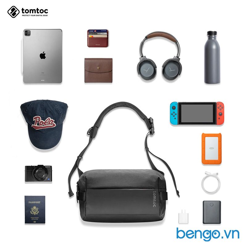 TÚI ĐEO CHÉO TOMTOC (USA) URBAN CODURA SLING BAG TRAVEL & WORK 11-INCH H02-B04D01