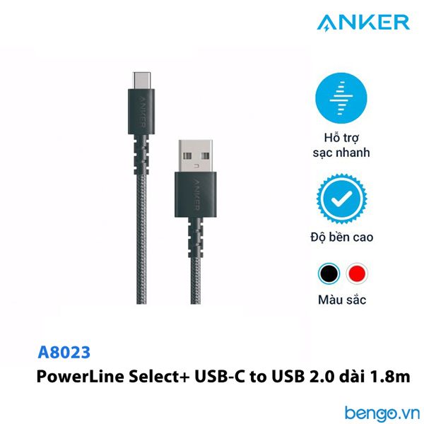 Cáp Điện Thoại Anker PowerLine Select+ USB-C To USB 2.0 Dài 0.9m/1.8m