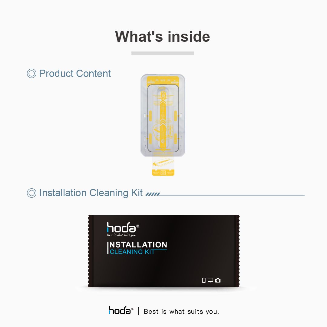 Cường lực iPhone 16 Pro Max Hoda Clear có khung dán/không có khung dán (hộp vàng)