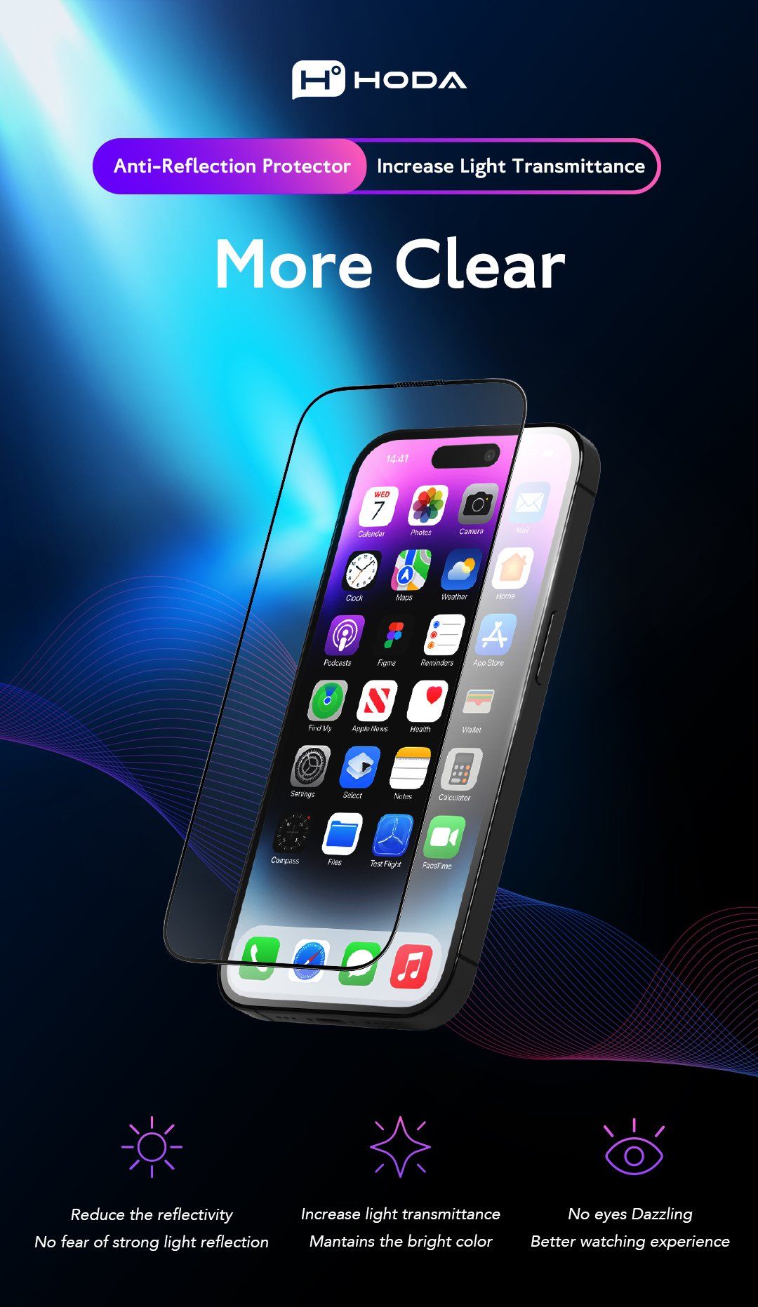 Dán cường lực iPhone 16 Pro Max Hoda Chống Nhìn Trộm + Chống Chói (Anti-Peeper with Anti-Reflection)