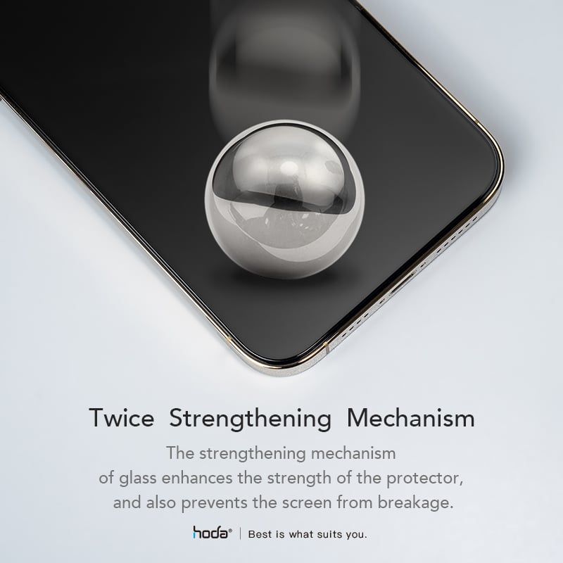 Cường lực Hoda iPhone 16 Pro Max 2 in 1 Chống nhìn trộm + chống vân tay (kèm khung dán lấy bụi)