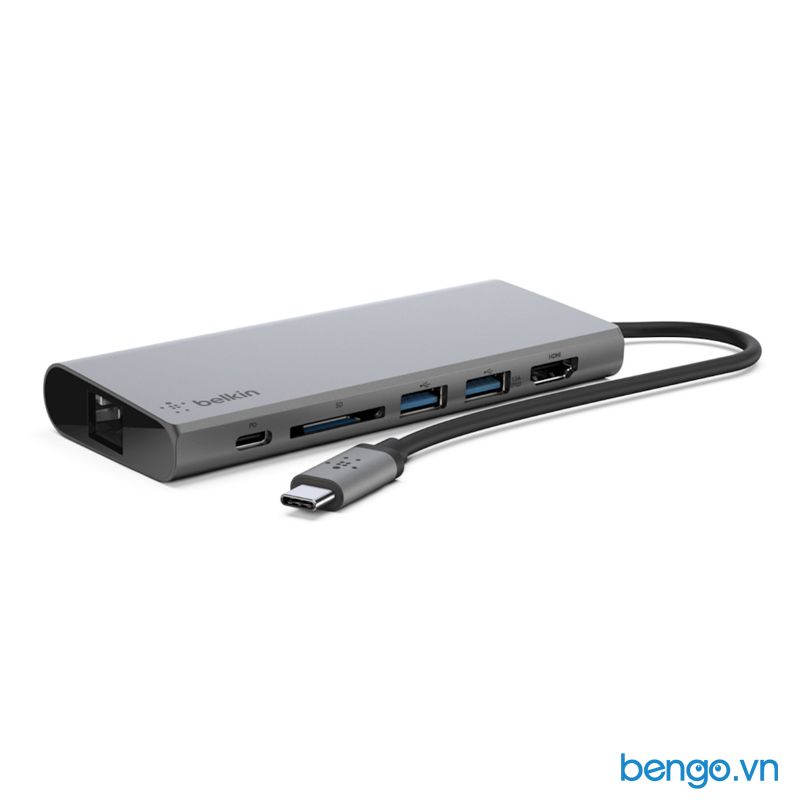 Hub 6 trong 1 Belkin USB-C™ Multimedia Hub hỗ trợ 4K- Hàng chính hãng