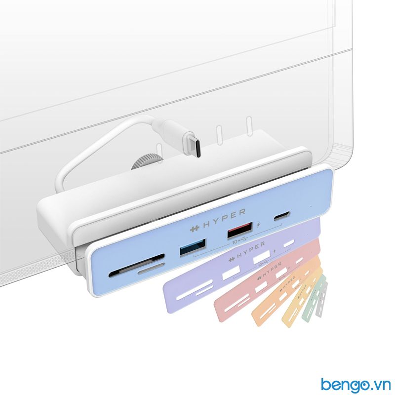 Cổng chuyển chuyên dụng iMac 24″ HYPERDRIVE 5 in 1 USB-C HUB - HD34A6 kèm 7 miếng dán theo màu iMac 24″