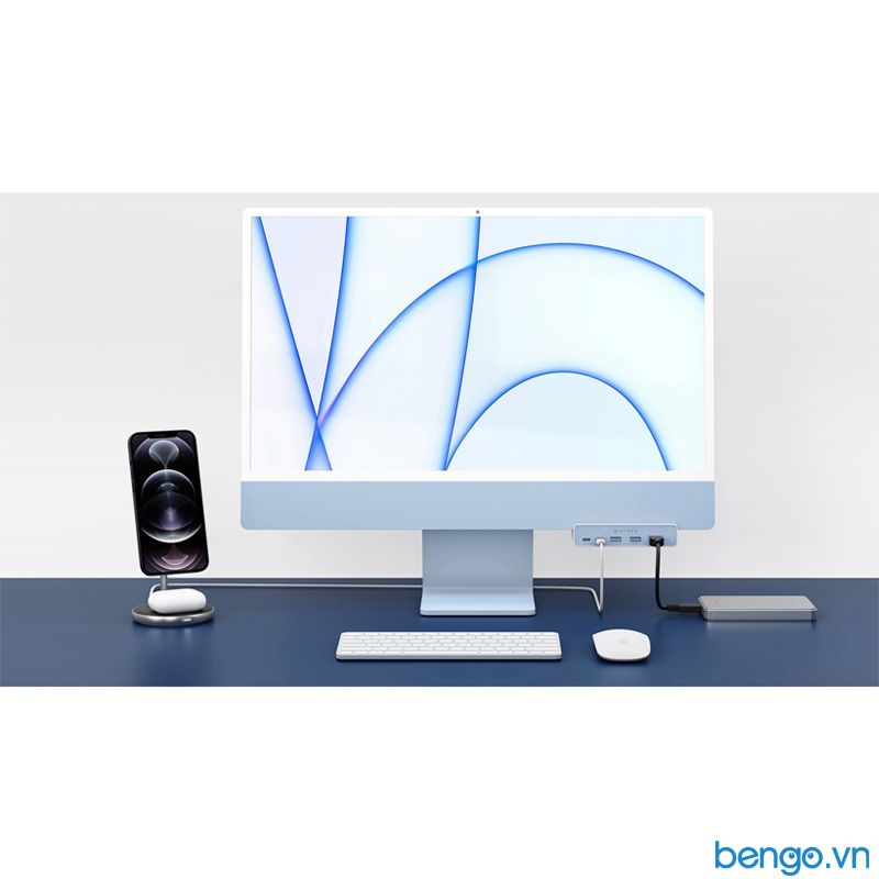 Cổng chuyển chuyên dụng iMac 24″ HYPERDRIVE 5 in 1 USB-C HUB - HD34A6 kèm 7 miếng dán theo màu iMac 24″