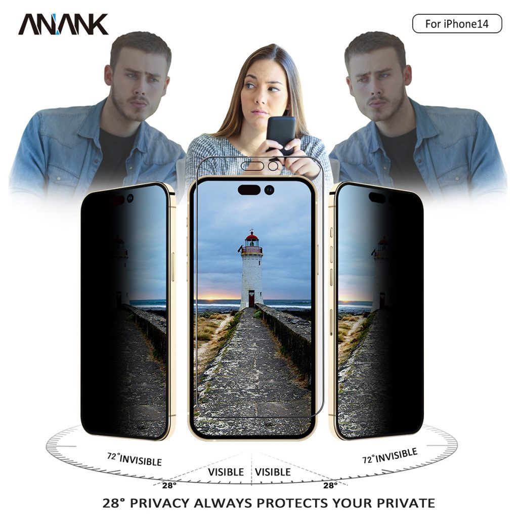 Dán Cường Lực IPhone 14 Pro Max/ 14 Pro ANANK 2.5D Full Chống Nhìn Trộm