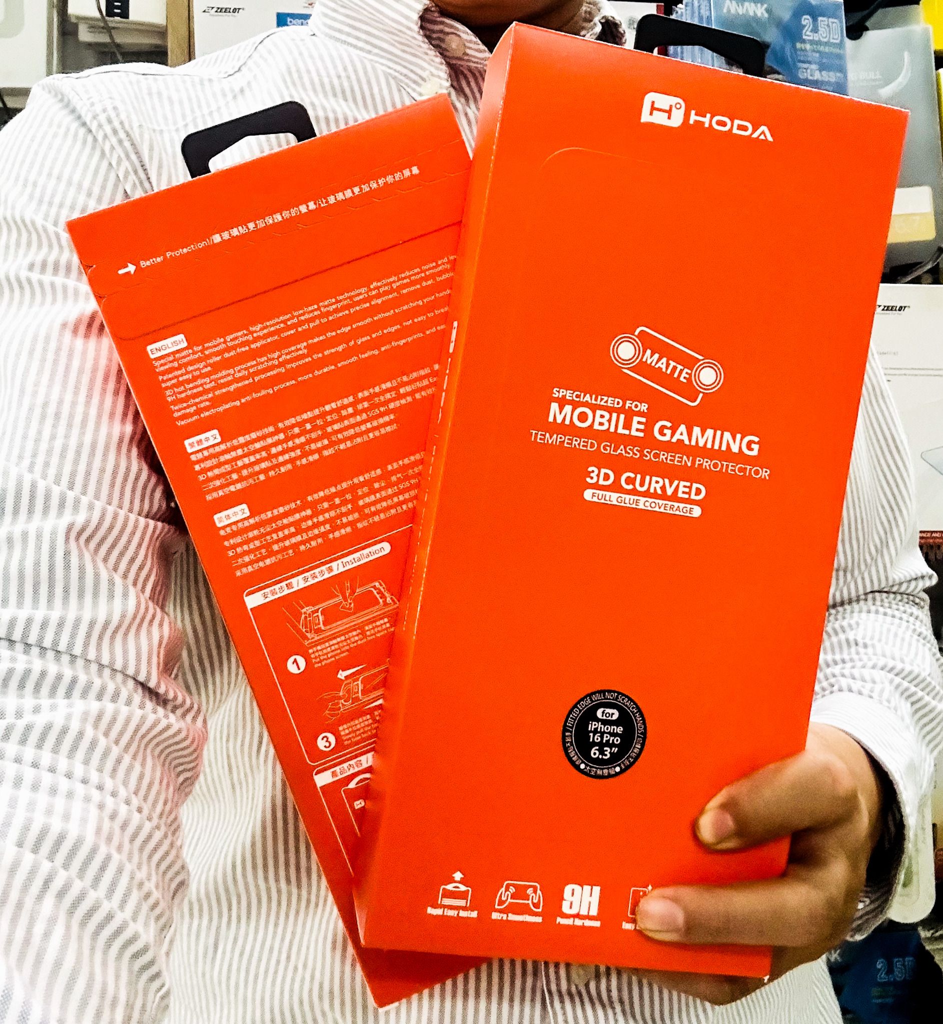 Cường lực iPhone 16 Pro / 16 Pro Max Hoda 3D chống chói (Matte) Full keo kèm khung dán