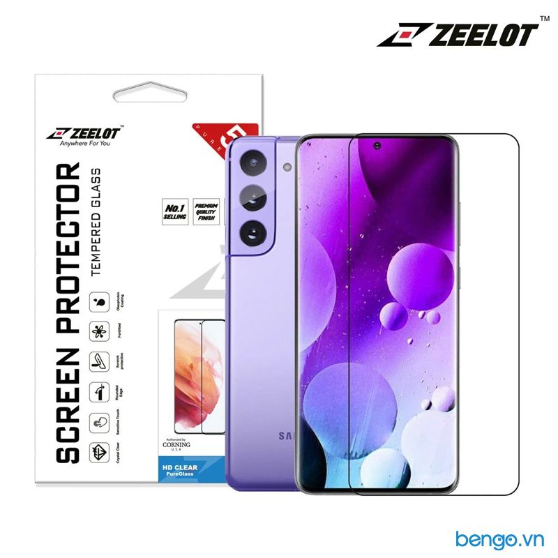 Dán Cường Lực Samsung Galaxy S21 Plus 5G Zeelot PureGlass 2.5D Full Keo