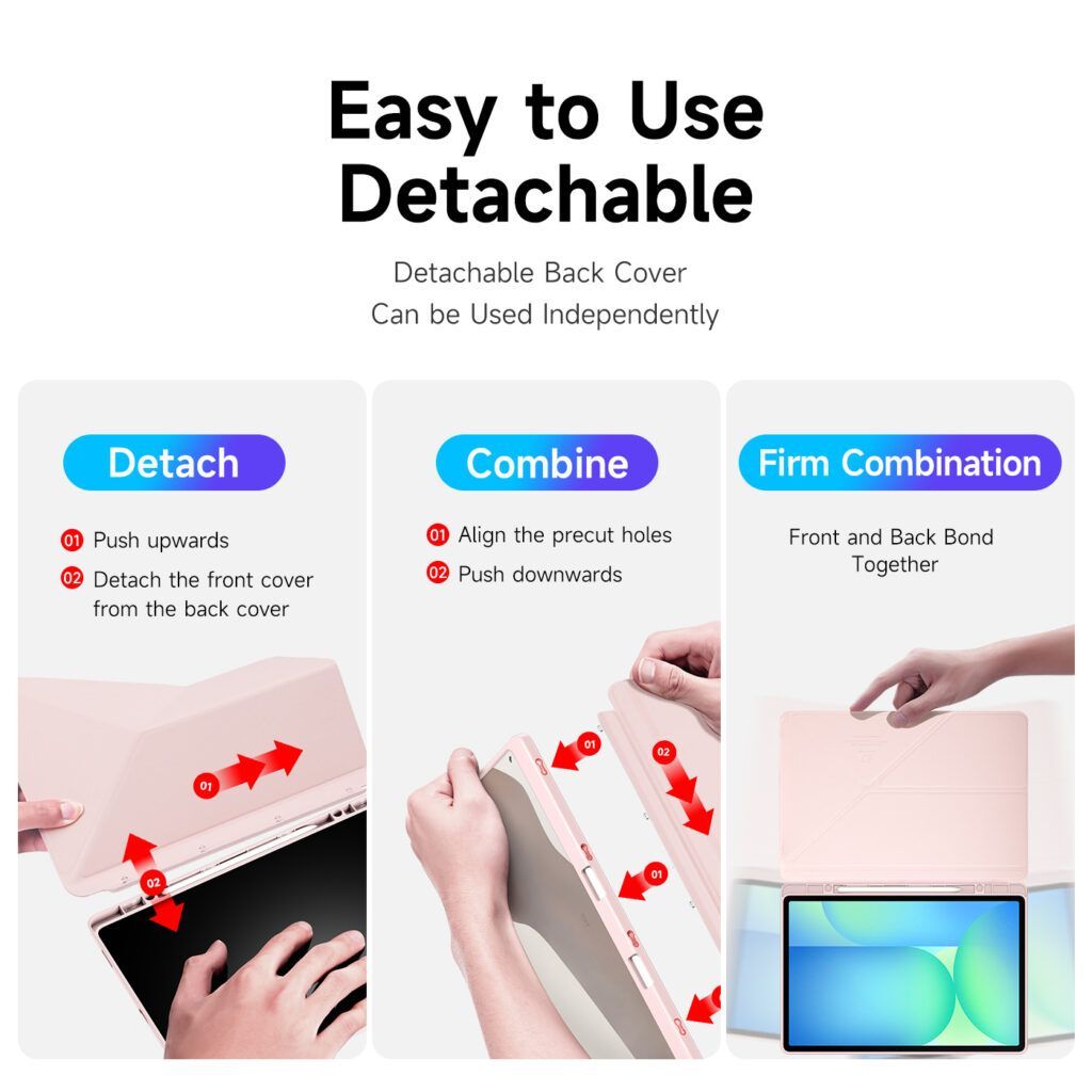 Bao da Samsung Galaxy Tab S10 FE Plus Duxducis Magi Series nắp gập tam giác có thể tháo rời