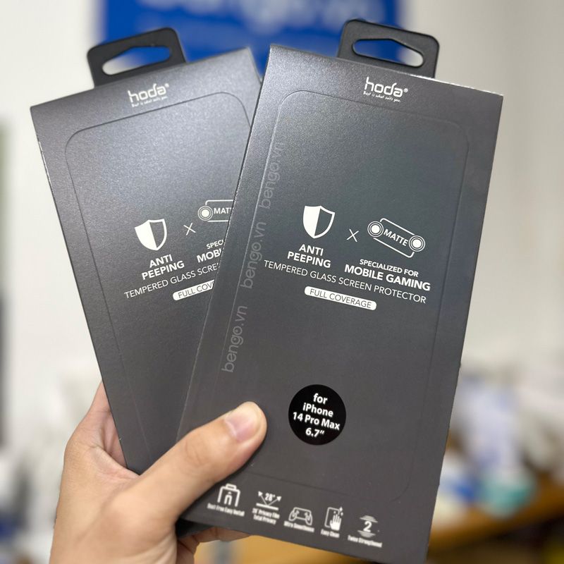 Dán Cường Lực IPhone 14 Pro Max/ 14 Pro HODA 2 In 1 Chống Nhìn Trộm + Vân Tay Với Dust-Free Helper