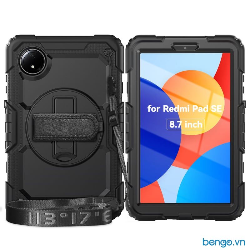 Ốp lưng Redmi Pad SE 8.7 inches chống sốc có dây đeo và chân dựng + dán màn hình