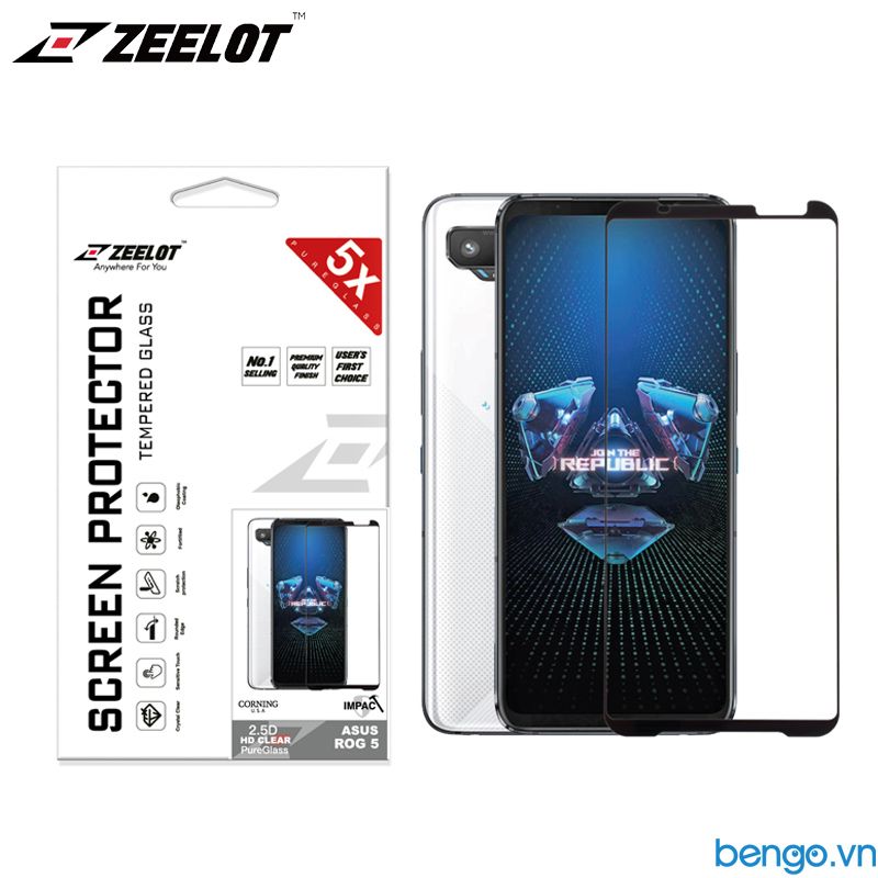 Dán Cường Lực Asus ROG Phone 2/3/5 ZEELOT PureGlass 2.5D Full Keo