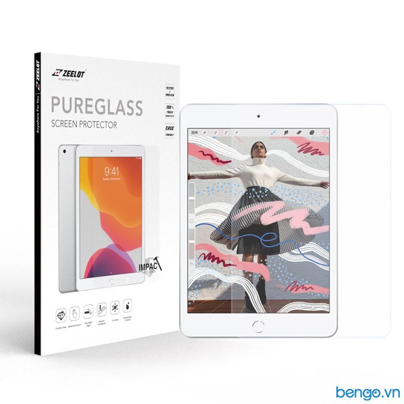 Dán Cường Lực iPad Mini 5 Zeelot PureGlass 2.5D Chống Vân Tay