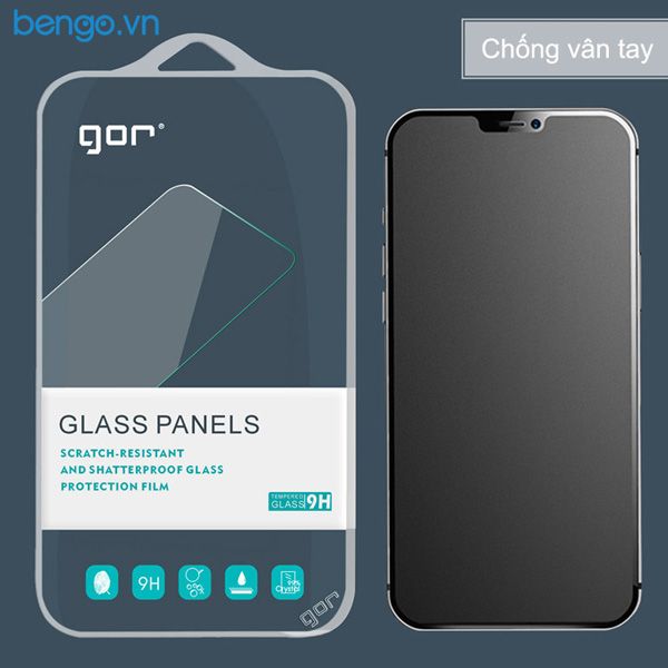 Dán Cường Lực IPhone 12/IPhone 12 Pro GOR AG Chống Vân Tay (Tặng Mặt Lưng + Viền PPF Carbon)