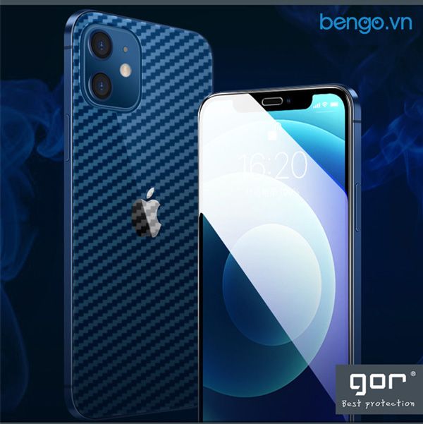 Dán Cường Lực IPhone 12/IPhone 12 Pro GOR AG Chống Vân Tay (Tặng Mặt Lưng + Viền PPF Carbon)