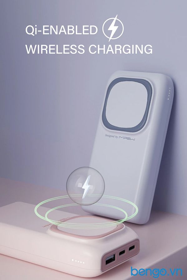 Sạc Dự Phòng Kiêm Sạc Không Dây MIPOW Power Cube 20000mAh PD 18W QI 10W Wireless Charge - SPX20W