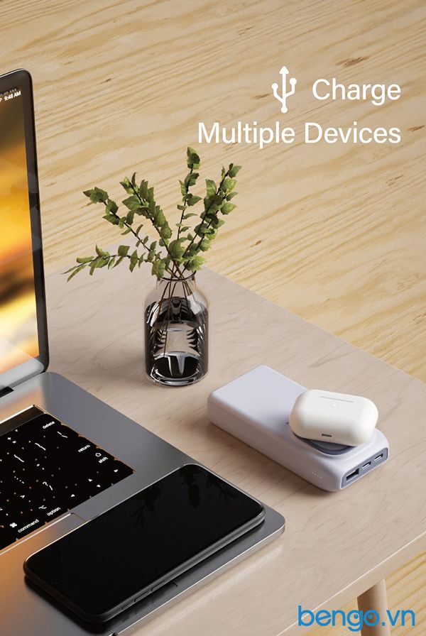Sạc Dự Phòng Kiêm Sạc Không Dây MIPOW Power Cube 20000mAh PD 18W QI 10W Wireless Charge - SPX20W