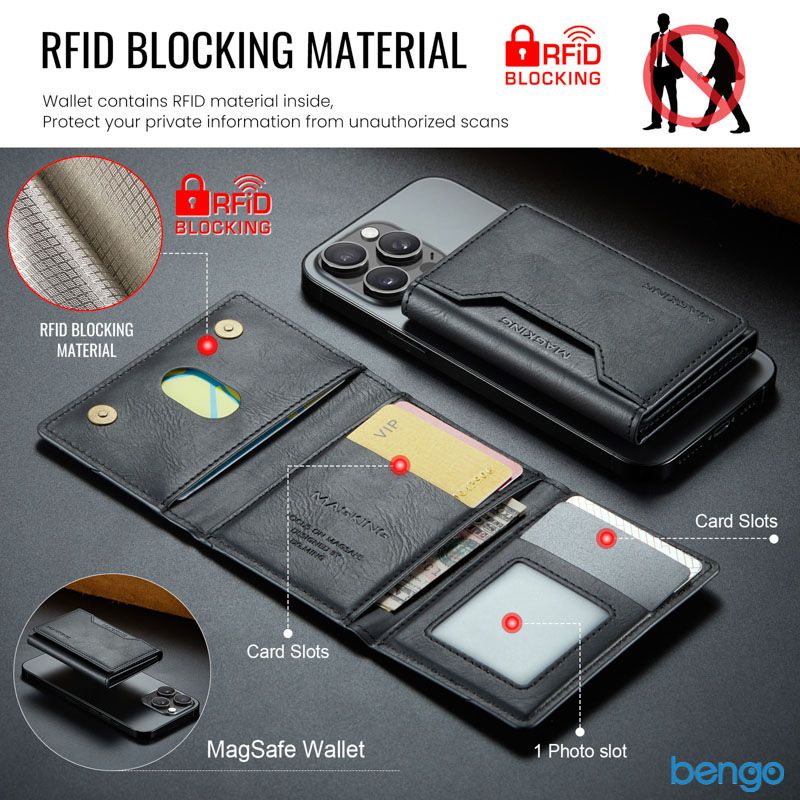Ví Magsafe Magking K2 từ tính có RFID Blocking