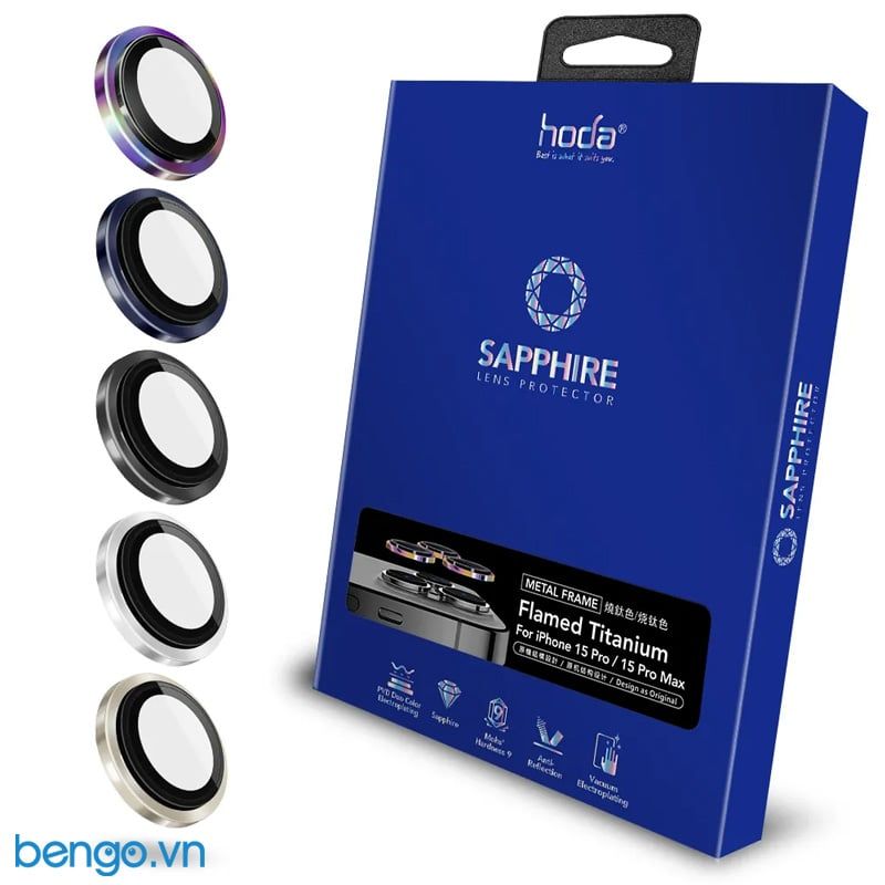 Dán cường lực bảo vệ camera HODA Sapphire iPhone 15 Pro/15 Pro Max
