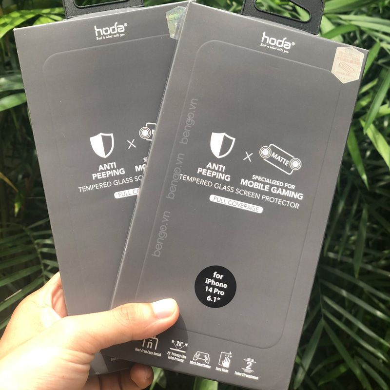 Dán Cường Lực IPhone 14 Pro Max/ 14 Pro HODA 2 In 1 Chống Nhìn Trộm + Vân Tay Với Dust-Free Helper