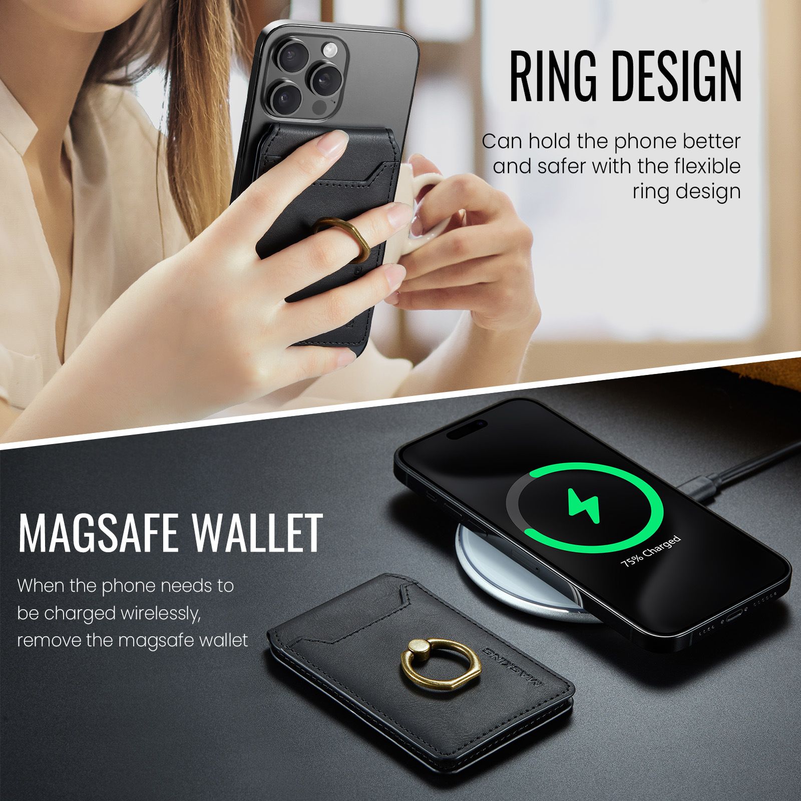 Ví đựng thẻ Magsafe Magking K1 từ tính kiêm giá đỡ có Ring