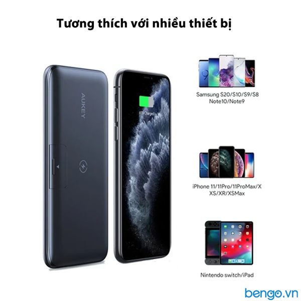 Pin Dự Phòng Không Dây Aukey 10.000mAh PD 18W Tích Hợp Giá Đỡ - PB-WL02