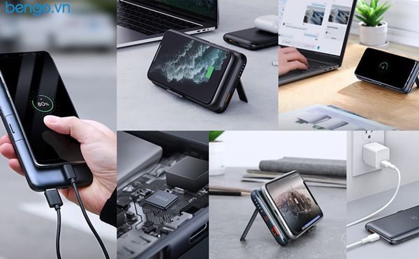 Pin Dự Phòng Không Dây Aukey 10.000mAh PD 18W Tích Hợp Giá Đỡ - PB-WL02