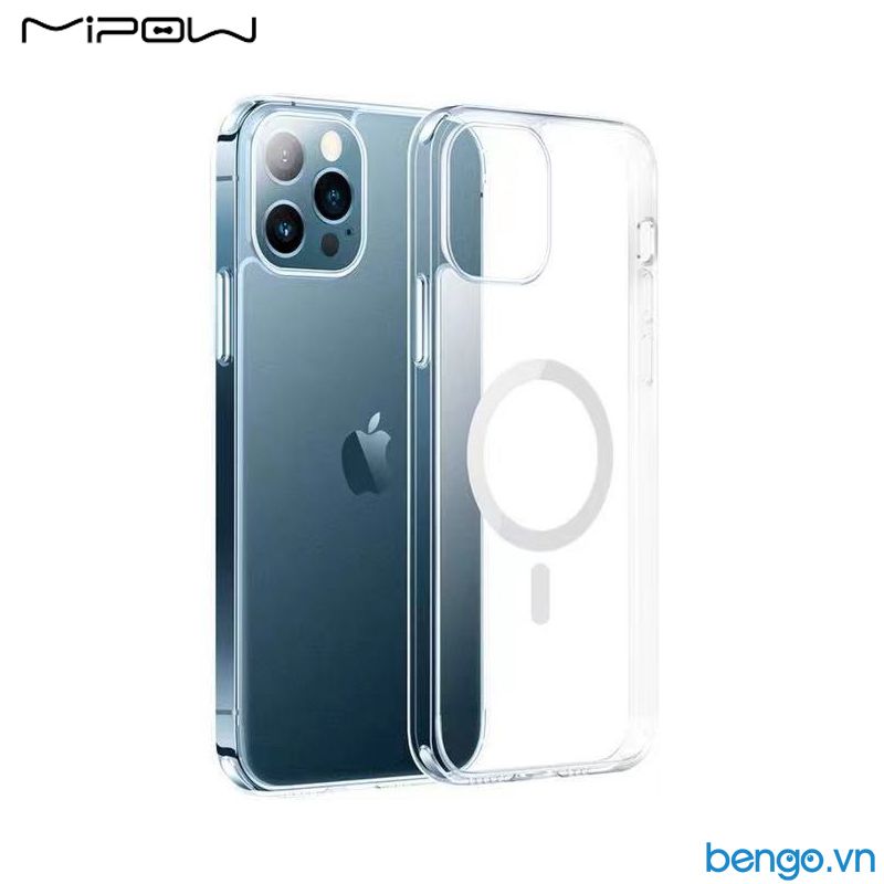 Ốp Lưng iPhone 12/12 Pro/12 Pro Max/12 Mini Mipow Magsafe Tempered Glass Clear