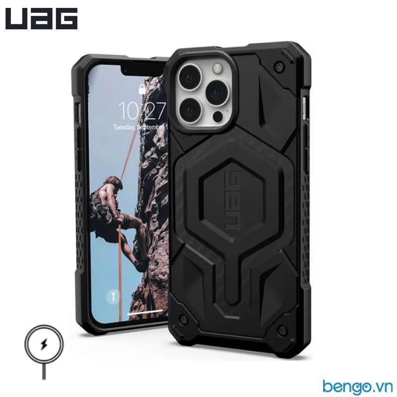 Ốp Lưng iPhone 13 Pro Max UAG Monarch MagSafe Series - Carbon Fiber