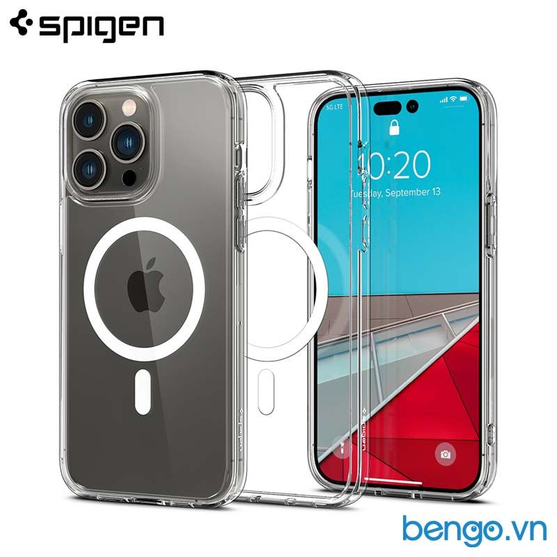 Ốp Lưng iPhone 14 Pro SPIGEN Crystal Hybrid MagFit White