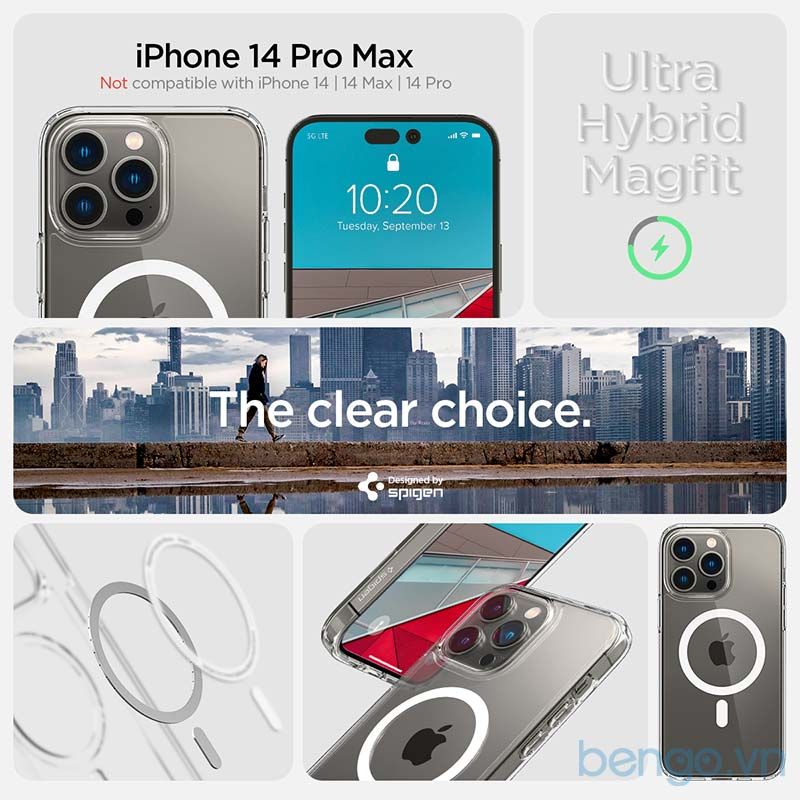 Ốp Lưng iPhone 14 Pro SPIGEN Crystal Hybrid MagFit White