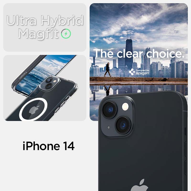 Ốp Lưng iPhone 14 Plus SPIGEN Crystal Hybrid MagFit White