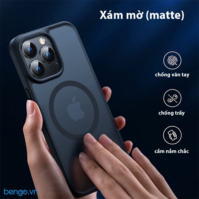 Ốp lưng iPhone 16 Pro Max Bevas Matte Smoke Magnetic (Xám trong mờ)