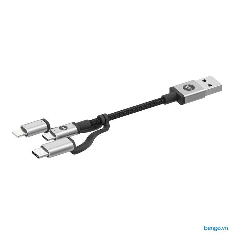 Cáp MOPHIE 3 Đầu Chuyển | USB-A To Micro USB, USB-C, Lightning Cable